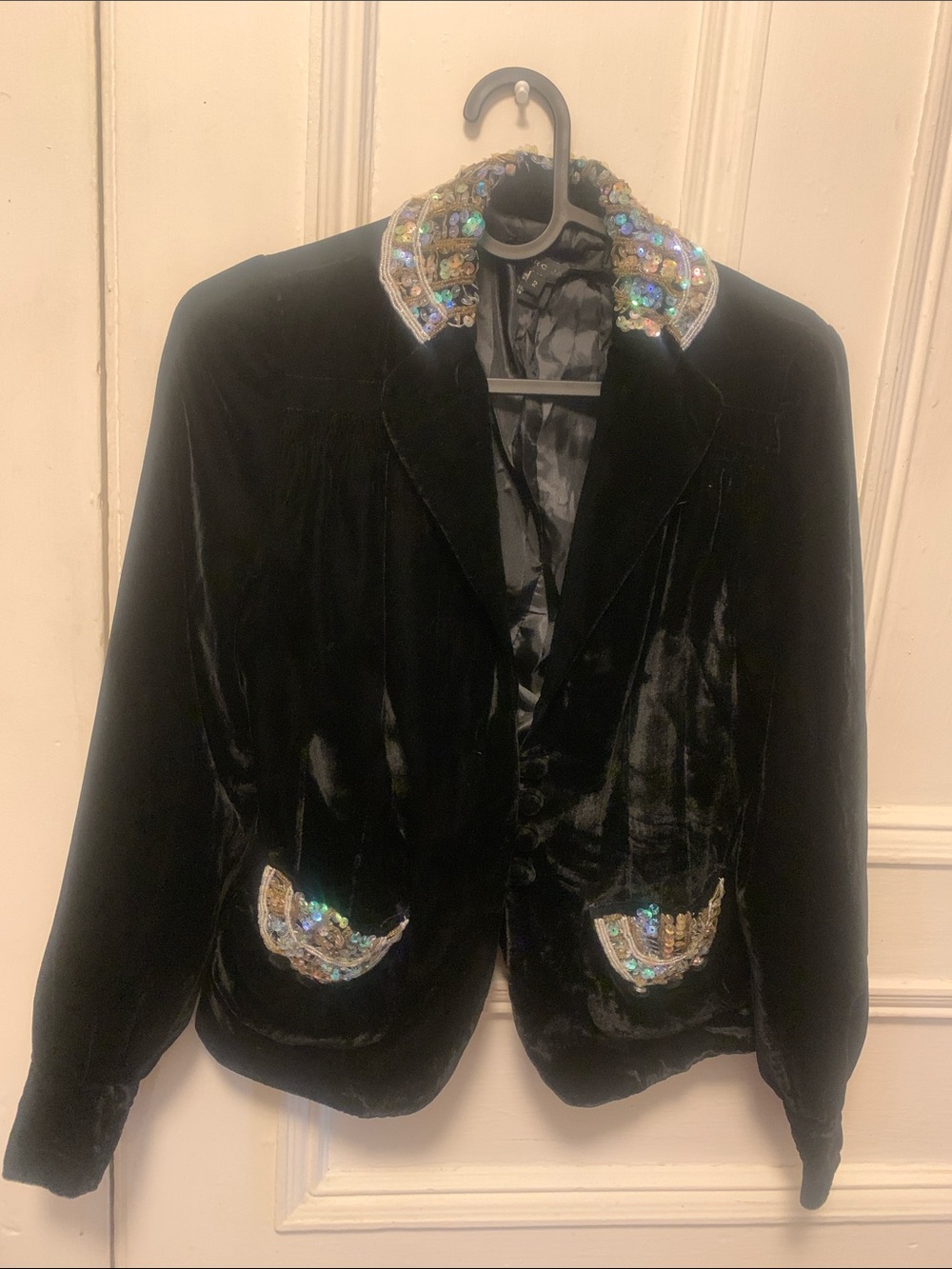 Black Velvet Jacket with Iridescent Sequin Trime by Marc Jacob